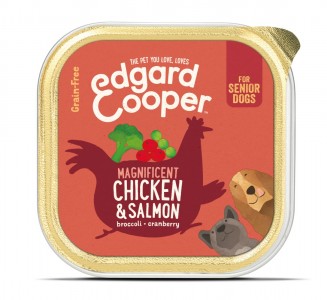Edgard & Cooper, graanvrije kuipjes met kip en zalm voor senior honden