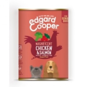 Edgard & Cooper  graanvrij met kip & zalm voor senior honden blik 400g	