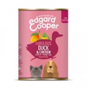 Edgard & Cooper  graanvrij met eend en kip voor puppies  blik 400g 