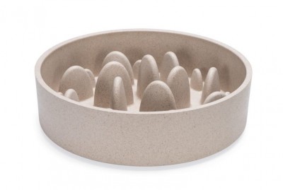 Designed by Lotte anti schrokbak pom bamboo kat of kleine hond beige 14 cm