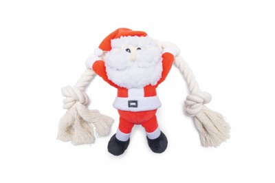 Knuffel Kerstman met Touw – Hondenspeelgoed